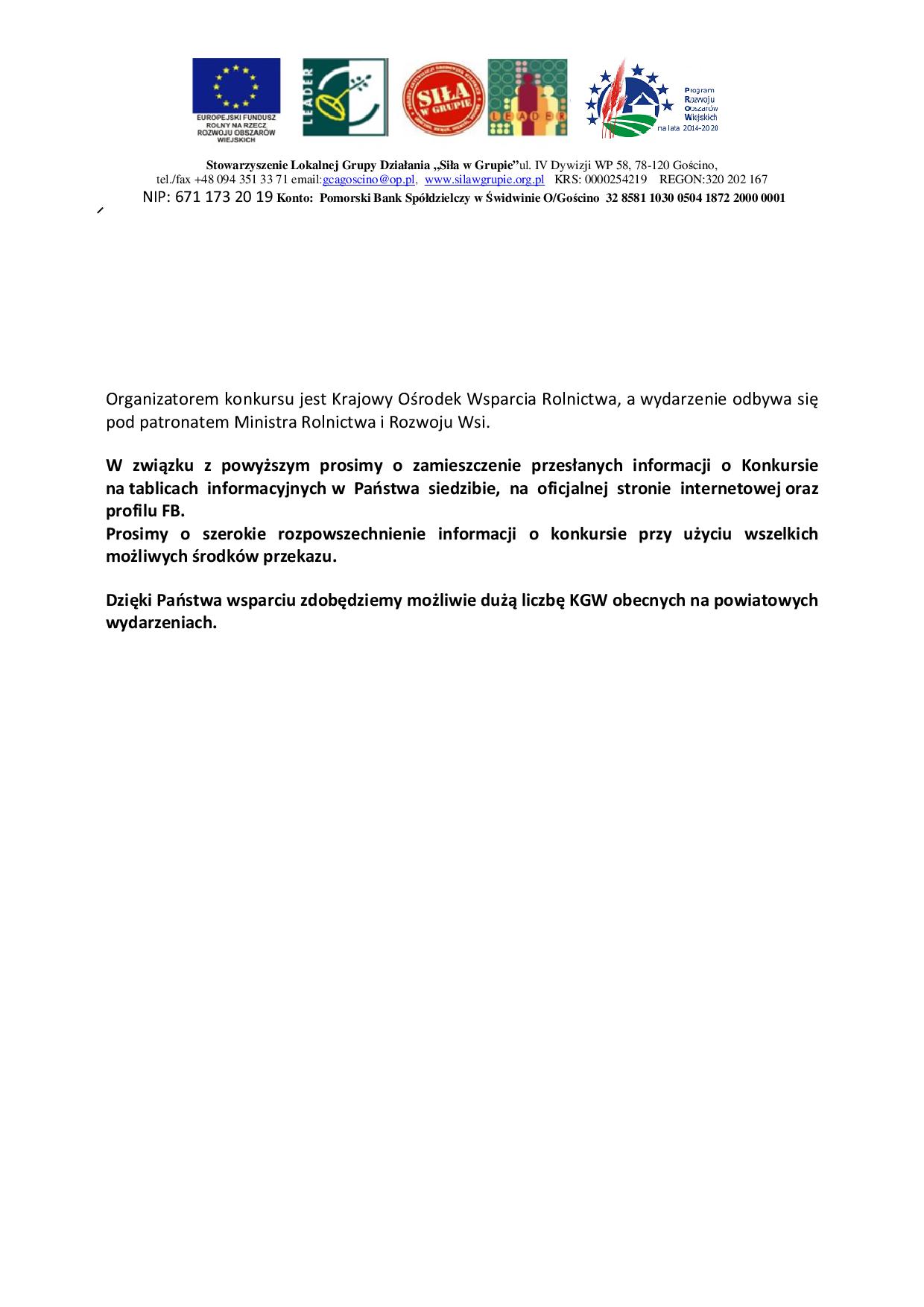 IX edycja Ogólnopolskiego Konkursu  Kulinarnego dla Kół Gospodyń Wiejskich pn. "Bitwa Regionów" 