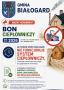 Plakat informacyjny Gminy Białogard dotyczący bonu energetycznego w 2026 roku. Komunikat informuje, że na terenie gminy nie funkcjonuje system ciepłowniczy, w związku z czym wnioski o wypłatę bonu ciepłowniczego nie będą realizowane.